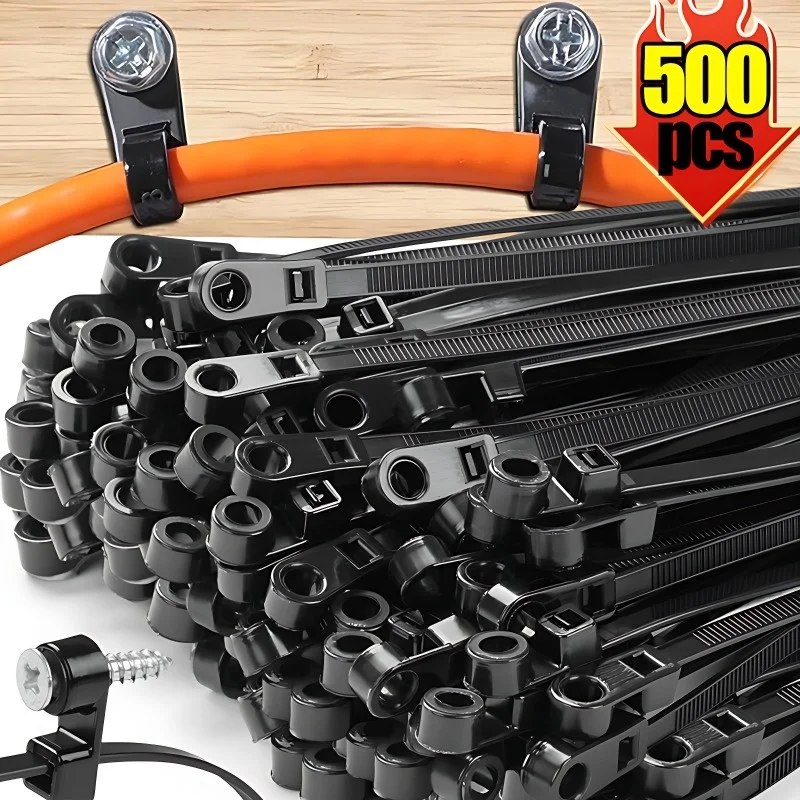 Gear Tie Reusable - 500/100PCS Screw Hole Cable Ties Reusable